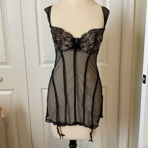 Victoria’s Secret Very Sexy Garter Belt Bra Body Combo Mesh Sz 34B